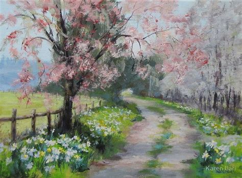 Spring Painting, Garden Painting, Spring Art, Tree Painting, Canvas Painting, Acrylic Painting ...