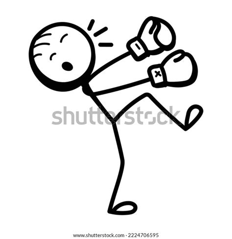 Stick Figure Boxing Gloves Hand Drawn Stock Vector (Royalty Free ...