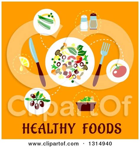 Clipart of a Flat Design of a Salad Plate and Ingredients over Text on ...