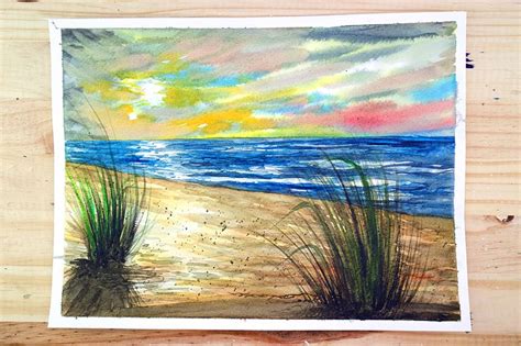 How to Paint a Watercolor Beach - Seascape Painting Lesson