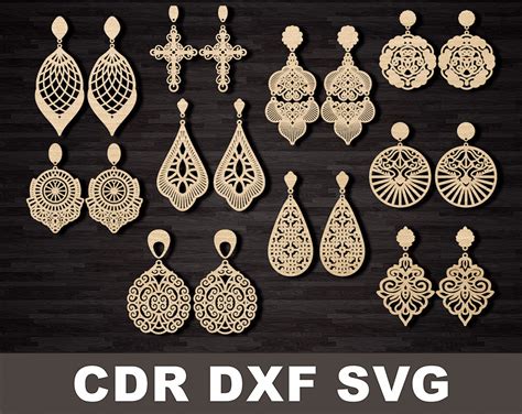 Free Laser Cut Earrings Template, Web laser cut earrings collection free vector.