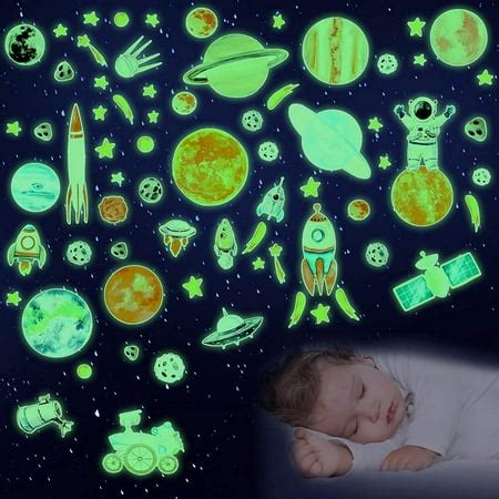 75 Pieces Space Wall Stickers, Glow in the Dark Stars for Ceiling ...