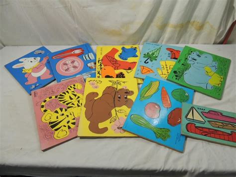 LOT 9 VINTAGE WOODEN CHILDRENS PUZZLES