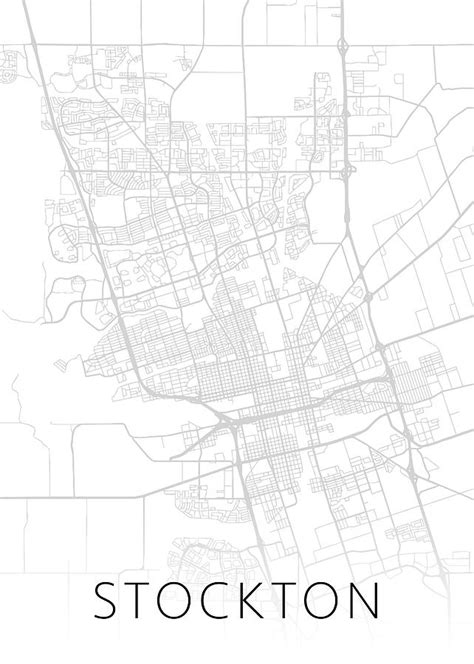 Stockton California City Street Map Black and White Series Mixed Media ...