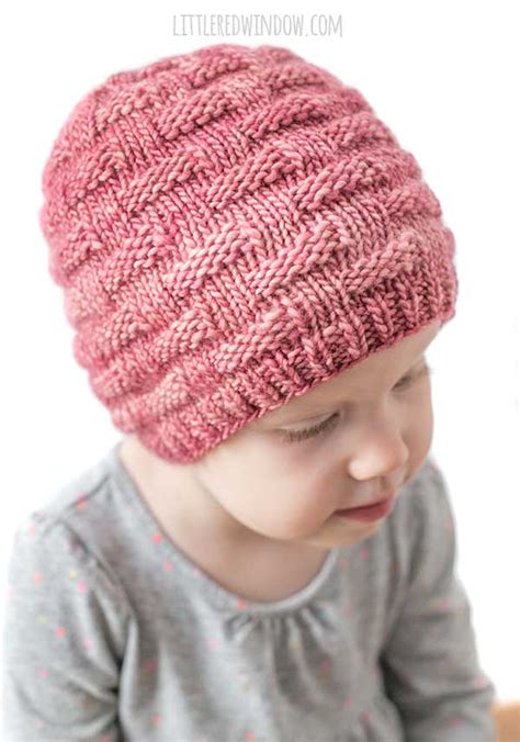 Simple Basketweave Hat Knitting Pattern - Little Red Window