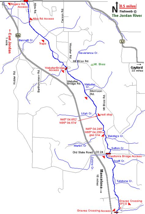 Jordan River Map Antrim County Canoeing kayaking Michigan Interactive™