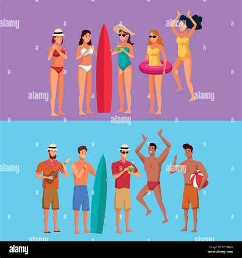 Summer beach and people Stock Vector Image & Art - Alamy