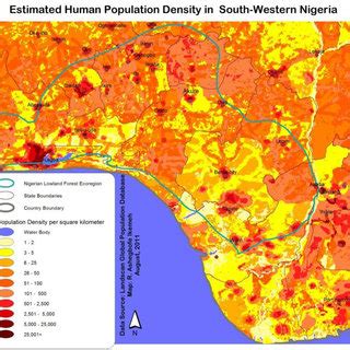 Human population density in southwestern Nigeria. | Download Scientific Diagram