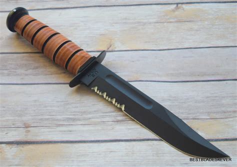 KA-BAR U.S ARMY MADE IN USA HUNTING TACTICAL COMBAT KNIFE WITH LEATHER ...