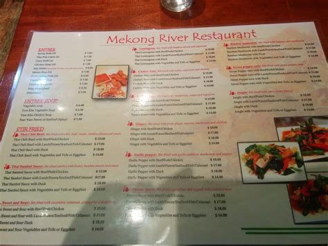 Mekong River Restaurant Menu, Menu for Mekong River Restaurant, Dickson ...