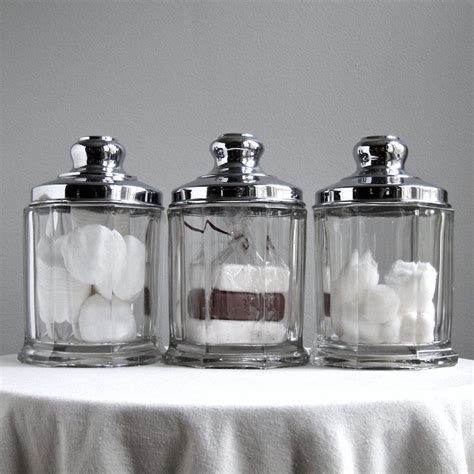 Three Vintage Glass and Chrome Storage Canisters Kitchen Bathroom Containers 1930s | Glass ...