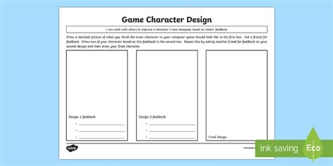 Game Character Design Sheet | Primary Teaching Resources