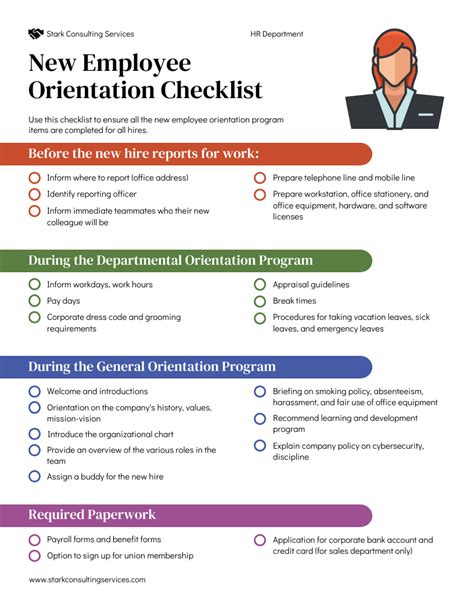 Multicolor New Employee Hire Orientation Checklist Template - Venngage