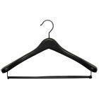 Set of 100 Matte Black Wood Suit Hanger With Locking Bar (17" X 1/2")