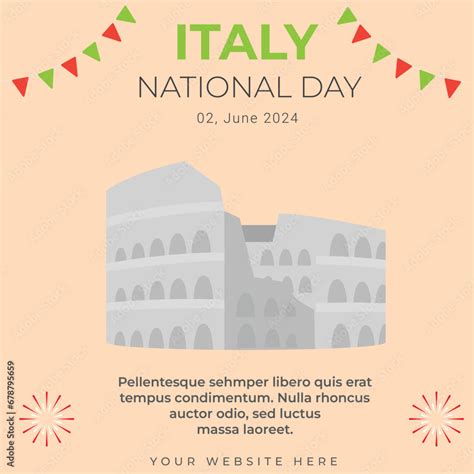 Italy national day social media post template design. Italian ...