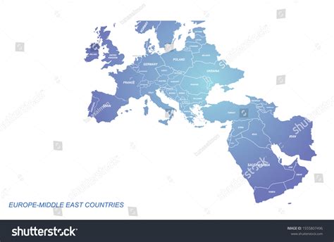 Europe-middle East Countries Mapeu Map Arab Stock Vector (Royalty Free ...