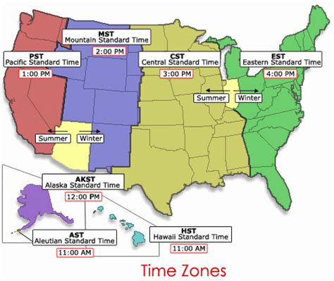 Printable Time Zone Map Usa