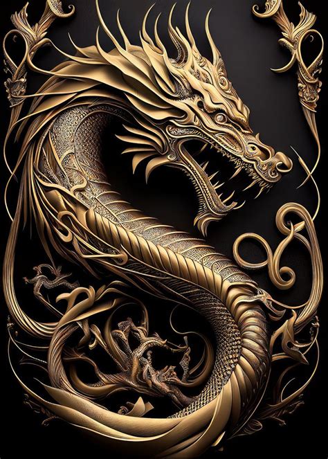 'The Mighty Gold Dragon' Poster by Muntwalt | Displate Dragon Artwork ...