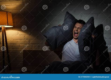 Scared Young Man Screaming while Having Stock Image - Image of ...