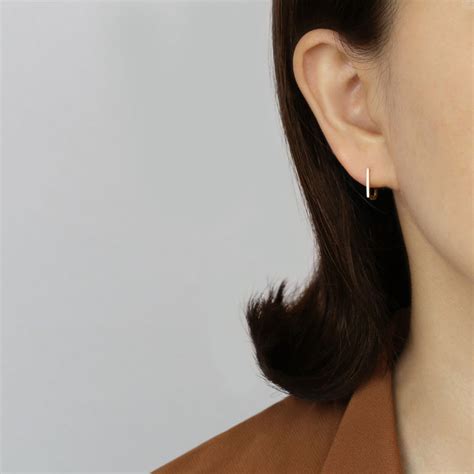 14k Solid Gold Bar Hoop Earring – a day like