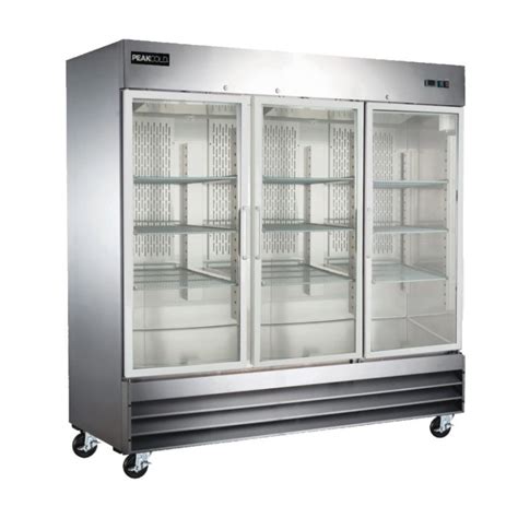 PeakCold 3 Glass Door Stainless Commercial Refrigerator