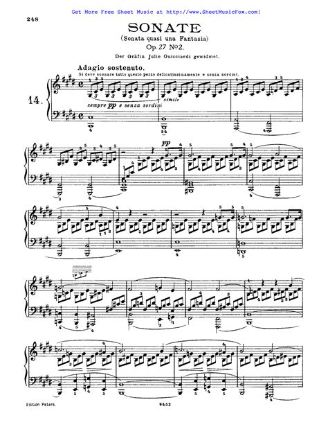 Free sheet music for Piano Sonata No.14, Op.27 No.2 (Beethoven, Ludwig ...