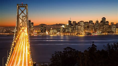 San Francisco, Night, Bridge, Building, Long exposure, Light trails Wallpapers HD / Desktop and ...