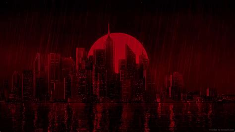 Red Night Rainy City Live Wallpaper - MoeWalls