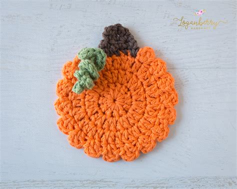 Crochet Pumpkin Coaster 1 - Loganberry Handmade