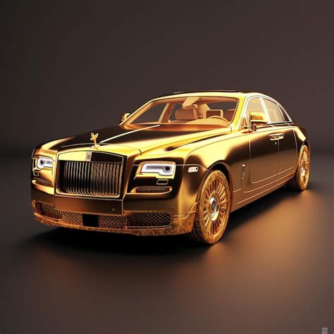 Premium Photo | A gold rolls royce with the word rolls royce on the front.