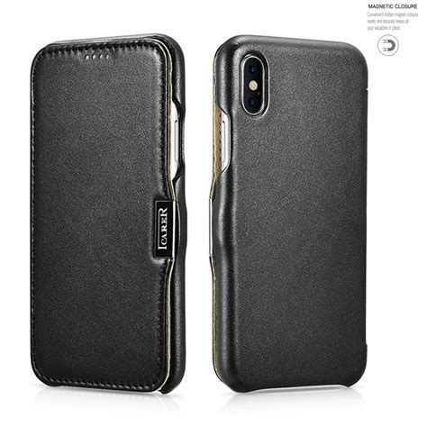 icarer Case XR Luxury Genuine Leather Cover for iPhone XR Flip Case Skin for Apple iPhone XR ...