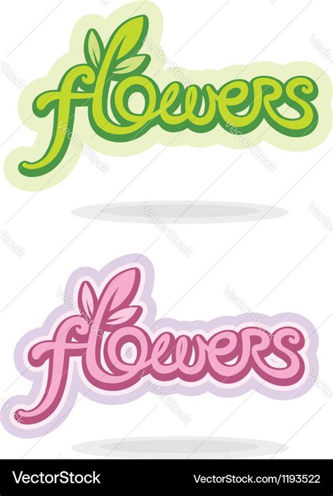 Flowers handwritten word Royalty Free Vector Image