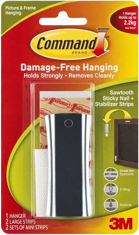 Command Large Universal Frame Hanger, 3-Hangers, 6-Strips, 6-Frame Stabilizer Strips, Decorate ...