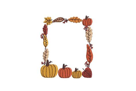 Pumpkin and Fall Leaves Border · Creative Fabrica