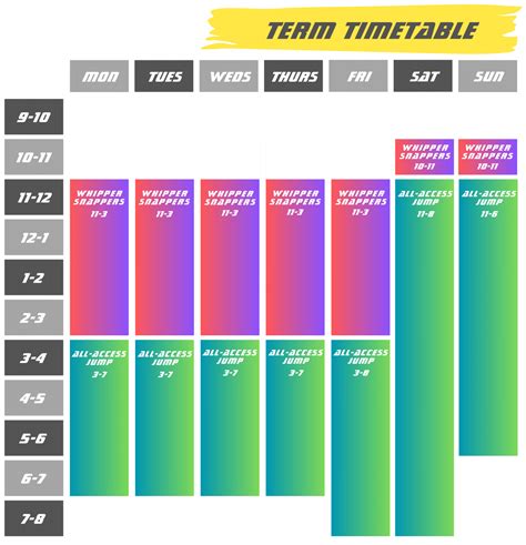 Trampoline Session Timetable | Orbital Trampoline Park