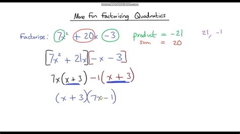 Factorising Quadratics by Grouping (Coefficient Greater Than 1 - More examples) - YouTube