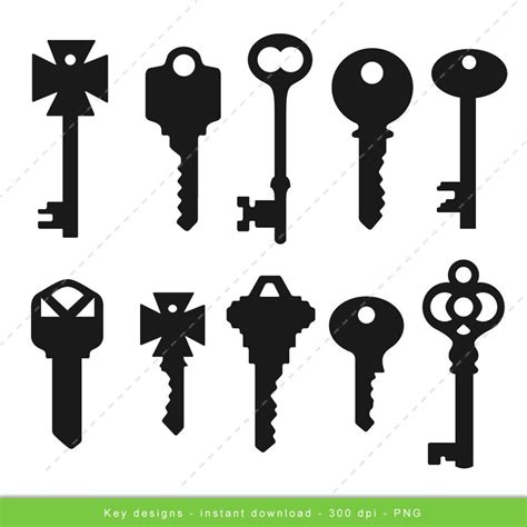 Key Silhouette Clip Art, 21st, Wedding, Key Elements, Lock, Assorted Keys, Key, Silhouettes ...