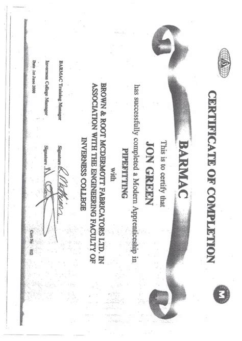 Apprenticeship Certificate