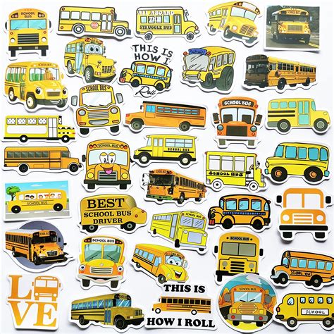 Buy MiroSan Cute School Bus Stickers Kawaii Cartoon Yellow School Bus ...