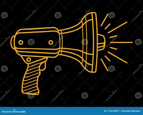 Loudly Shouting Megaphone Linear Logo Isolated on Black Background Stock Vector - Illustration ...