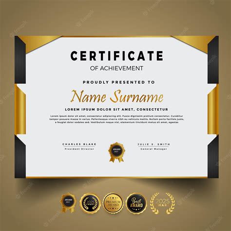 Premium Vector | Modern gold certificate template design