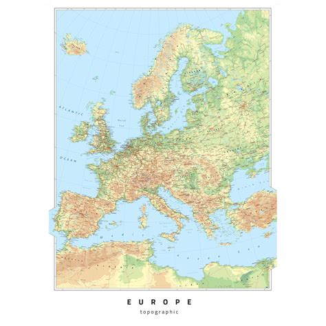 Europe Topographic by Oxford Cartographers - The Map Shop