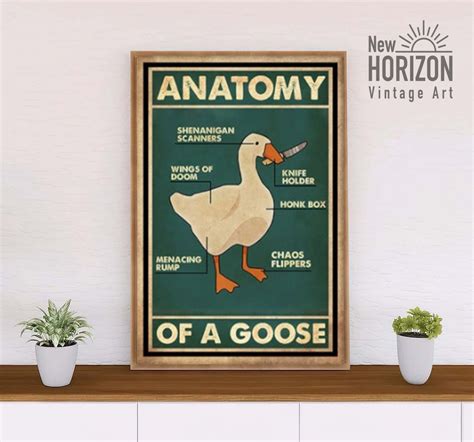 Anatomy Of A Goose Poster Goose Poster Funny Goose Poster | Etsy