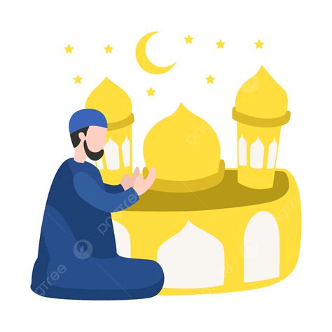 Muslim Praying Clipart Hd PNG, Muslim Man Praying On Ramadan Illustration, Ramadan, Muslim ...
