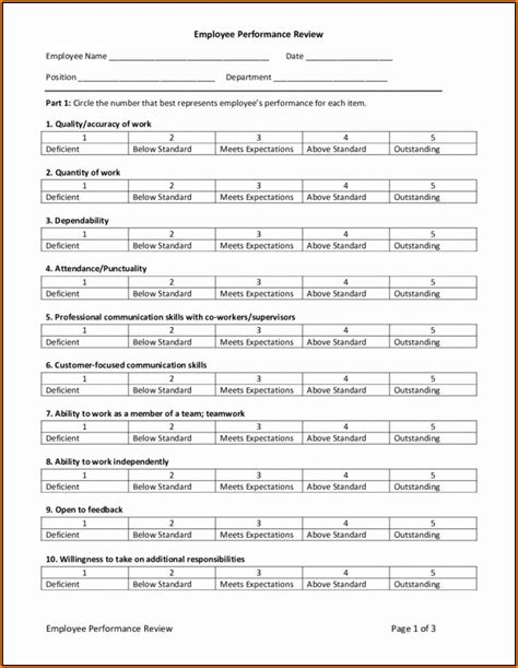 Free Medical Office Employee Evaluation Forms - Form : Resume Examples ...