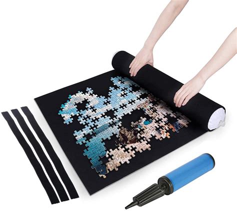 Black Felt Mat for Jigsaw Puzzles Storage Up to 1500 Pieces - 46" x 26 ...