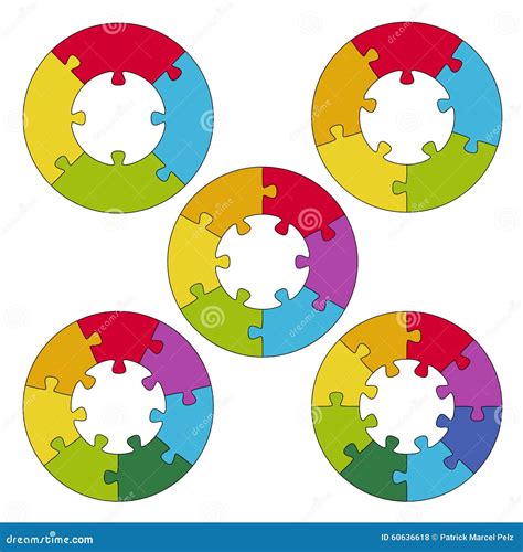 Round Puzzles with Center and Options Stock Vector - Illustration of option, parts: 60636618