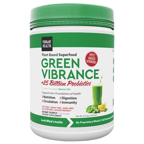 Vibrant Health, Green Vibrance, Plant-Based Superfood Powder, Vegan Friendly, 60 Servings ...