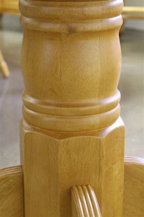 Selections 42 in. Round Extendable Pedestal Light Oak Wood Drop Leaf D