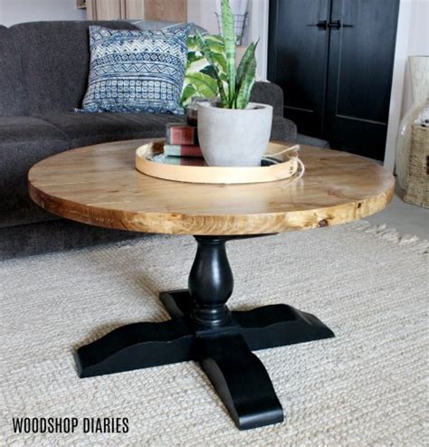 DIY Round Pedestal Coffee Table {Free DIY Building Plans and Tutorial}